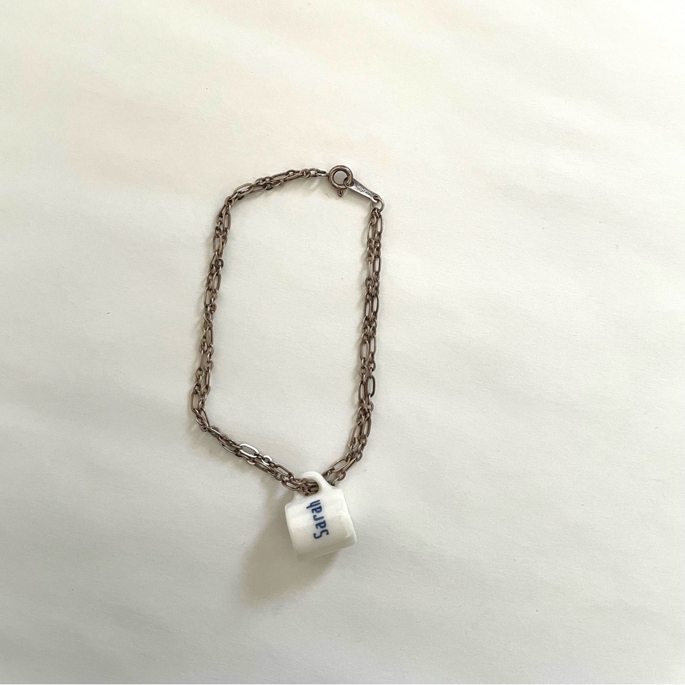 Vintage sarah name on mug bracelet